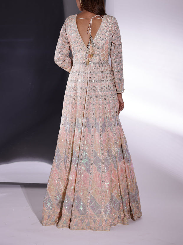 Rose Quartz Embroidered Anarkali Gown