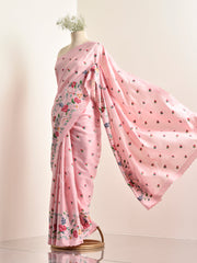Pink Tussar Silk Saree