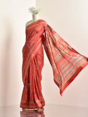 Red Vasansi Silk Printed Saree