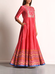 Pink Pure Chanderi Anarkali Gown