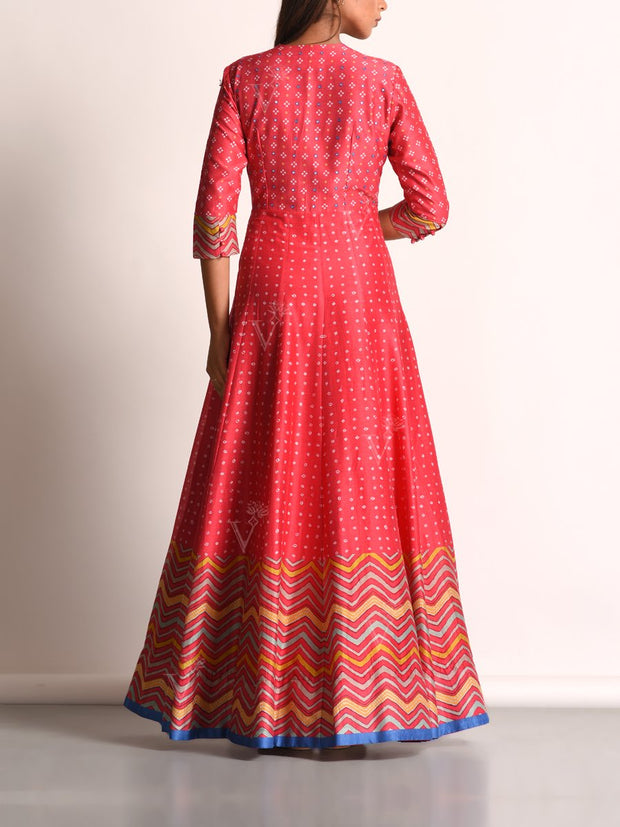 Pink Pure Chanderi Anarkali Gown