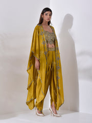 Yellow Silk Cape with Dhoti