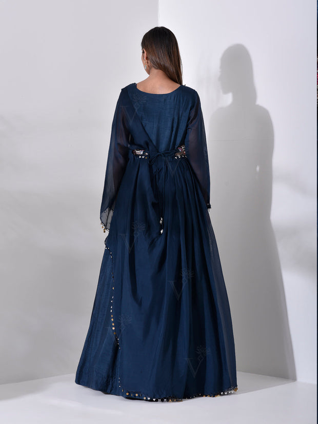 Turquoise Blue Drape Gown