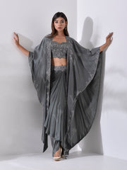 Charcoal Grey Dhoti with Cape