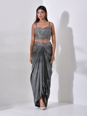 Charcoal Grey Dhoti with Cape