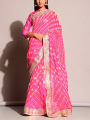 Pink Leheriya Saree