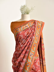 Red Vasansi Silk Printed Saree