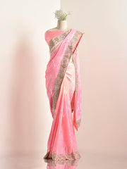 Pink Satin Silk Saree