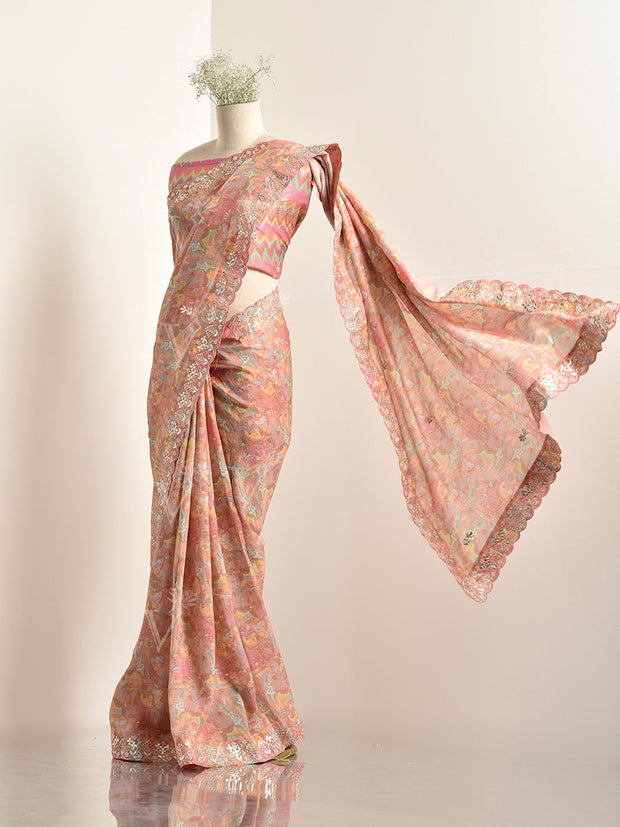 Multi Color Vasansi Silk Printed Saree