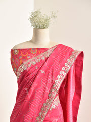 Pink Vasansi Silk Bandhani Saree