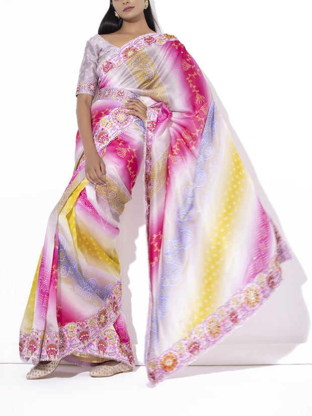 Multi Color Silk Printed Saree