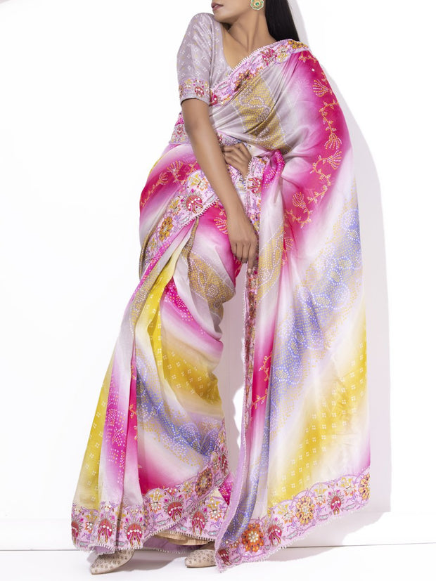 Multi Color Silk Printed Saree