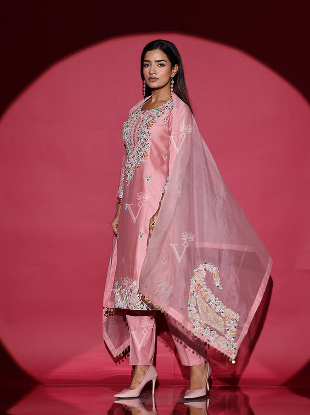Pink Cotton Silk Suit Set