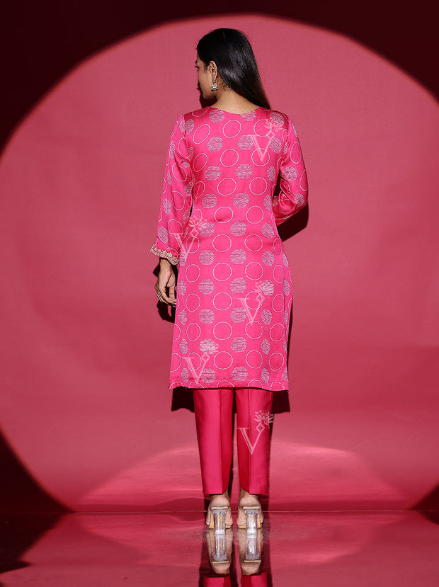 Pink Satin Silk Suit Set