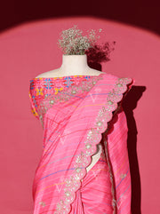 Pink Vasansi Silk Leheriya Saree