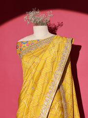 Yellow Vasansi Silk Bandhani Saree