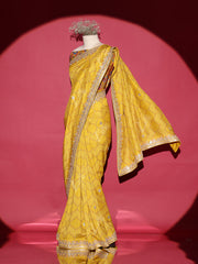 Yellow Vasansi Silk Bandhani Saree