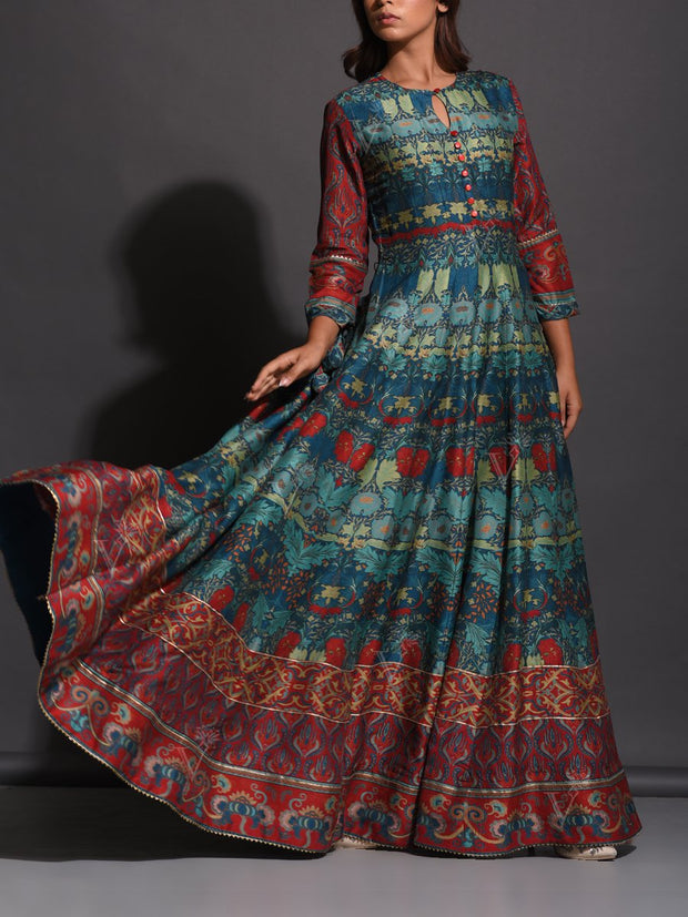 Anarkali, Anarkalis, Gown, Gowns, Traditional, Traditional outfit, Traditional wear, Printed, Silk, Silk gown, Silk anarkali, Light weight