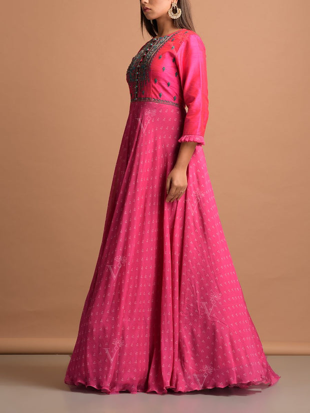 Pink Bandhani Gown