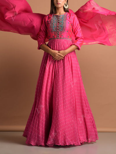Pink Bandhani Gown
