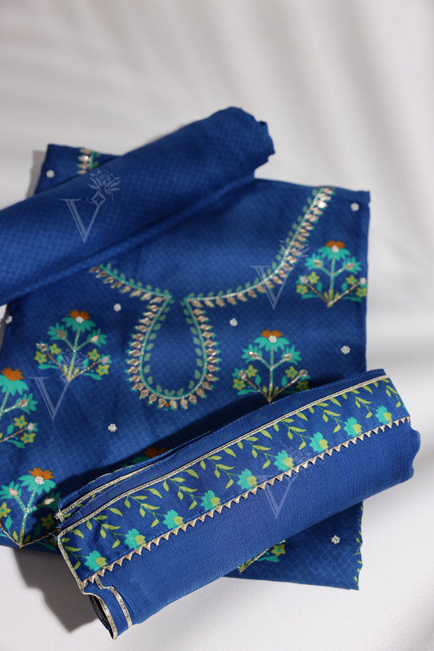 Blue Vasanai Silk Dress Material