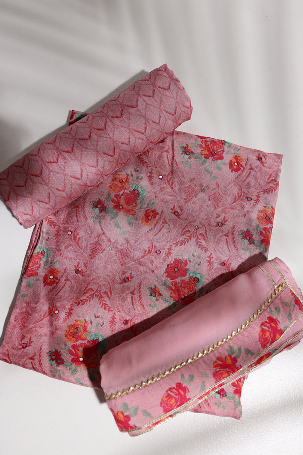 Onion Pink Vasanai Silk Dress Material