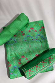 Green Vasanai Silk Dress Material