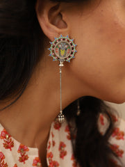 Hand Painted Multi Enamel Chandrika Tassel Earrings