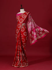 Red and Pink Gajji Silk Saree8
