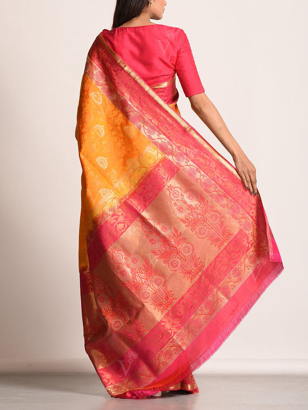 Orange Banarasi Silk Handloom Saree