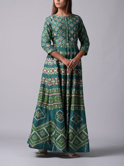 Emerald Green Modal Silk Anarkali Gown