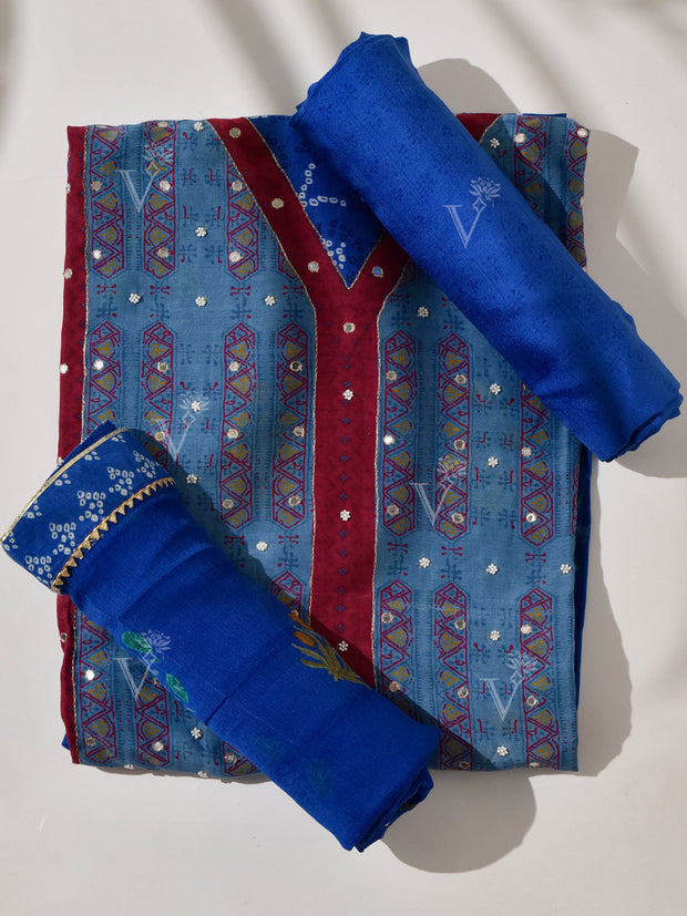 Blue Vasansi Silk Dress Material