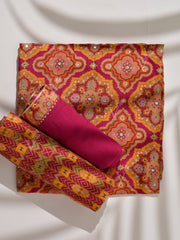 Pink and Mustard Vasansi Silk Dress Material