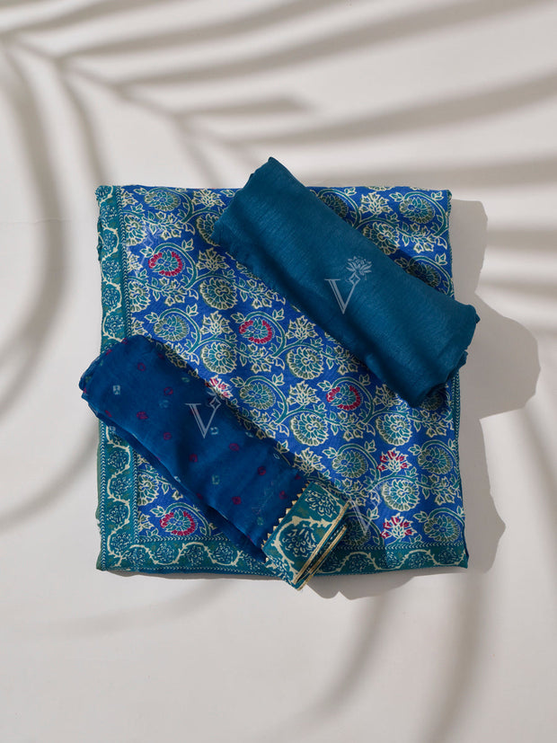 Blue Vasansi Silk Dress Material