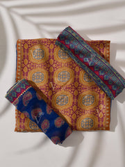 Blue and Mustard Vasansi Silk Dress Material