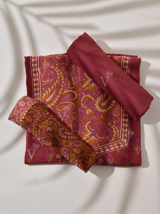 Maroon Vasansi Silk Dress Material