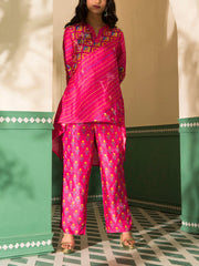 Pink Vasansi Silk Leheriya Co-ord Set