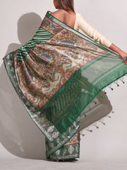 Green Tussar Banarasi Silk Saree