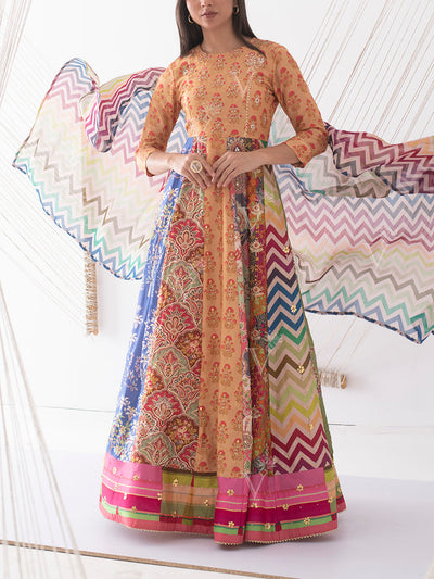 Multi Color Vasansi Silk Anarkali Gown