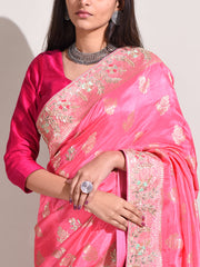 Pink Dola Silk Banarasi Saree