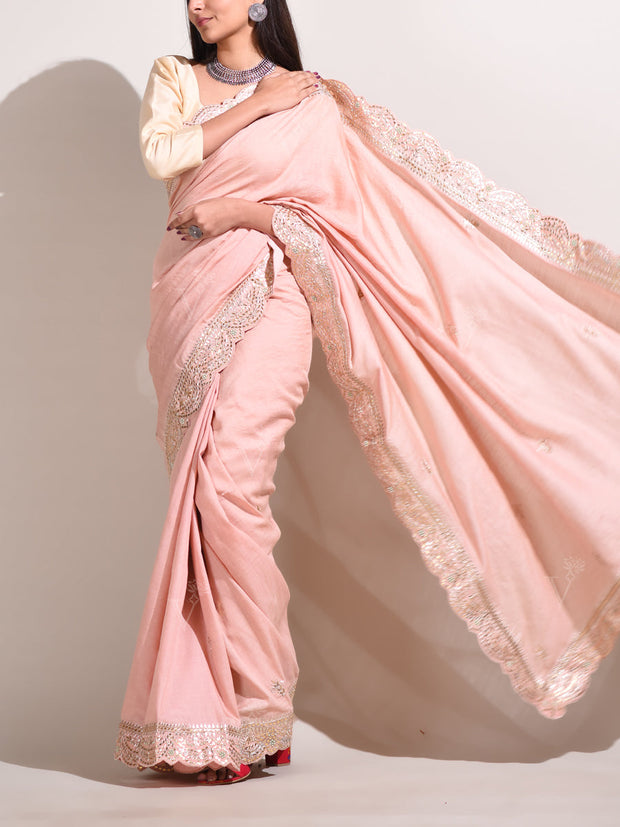 Pink Silk Gotta Patti Saree