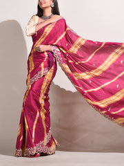 Pruple Silk Leheriya Saree