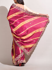 Pruple Silk Leheriya Saree
