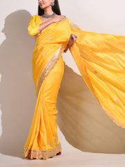 Yellow Silk Gotta Patti Saree