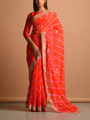 Saree, Sarees, Sari, Traditional, Traditional wear, Traditional outfit, Leheriya, Leheriya saree, Georgette, Georgette saree, Festive wear, Jaipuri, Rajasthani