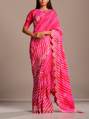 Saree, Sarees, Tussar silk, Silk, Leheriya, Jaipuri, Rajasthani, Party wear, Festive wear, Traditional outfit, Traditional wear, Gota patti