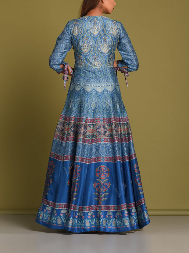 Steel Blue Vasansi Silk Anarkali Gown