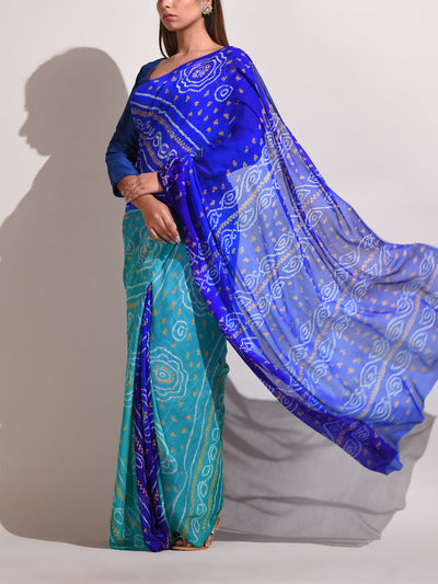 Blue Georgette Bandhani Saree
