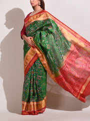 Green And Red Silk Patola Saree