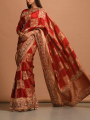 Maroon Silk Embellished Saree